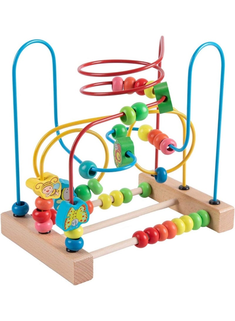 Twisoo Wooden Bead Maze Roller Coaster Toy for Toddlers | Educational Abacus Sliding Beads Game | Early Learning Toy for Counting, Grasping & Hand-Eye Coordination - Image 1